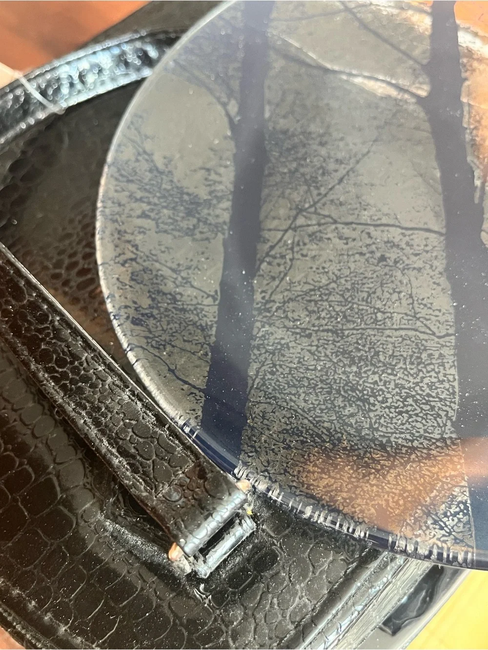 Glass Wall Art Panel with Blue Tree Silhouette